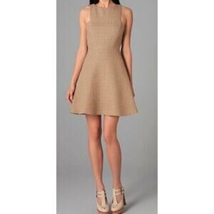 Vintage Tibi New York Textured Fit and Flare Dress Camel Tan Size 2